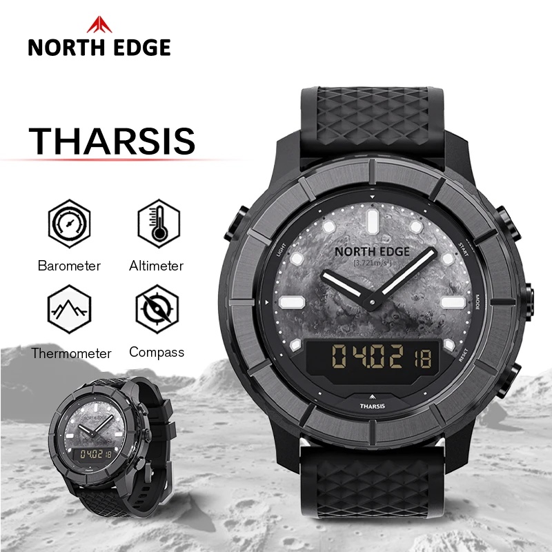 Altimeter Compass Watch - NORTH EDGE THARSIS Herenhorloge van koolstofvezel,