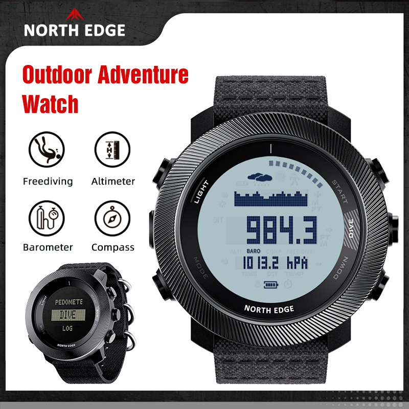 Altimeter Compass Watch - NORTH EDGE APACHE-D Heren Duikhorloge Digitaal