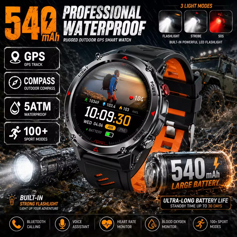 Militaire 540mAh GPS Smart Wat - Altimeter Compass Watch recensie en prijs
