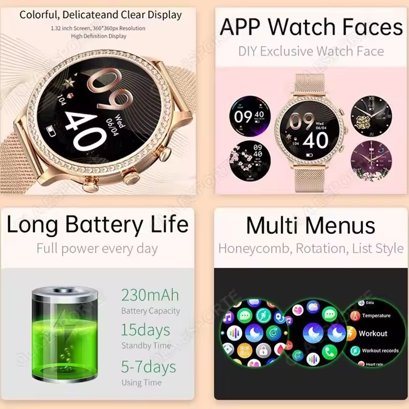 Elegante dames-smartwatch met  - Watches Ladies Smartwatch recensie en prijs